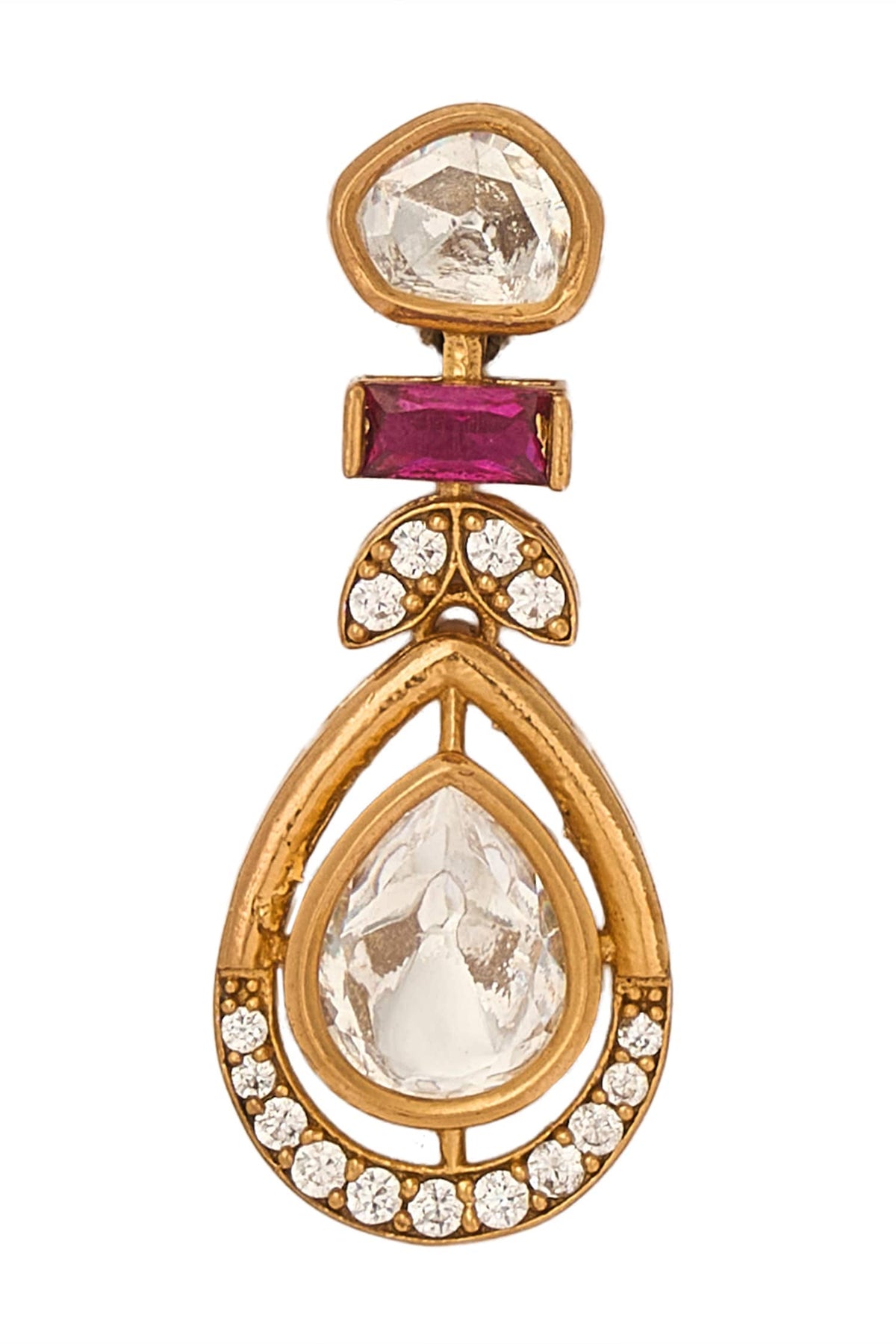 Ruby Brass Necklace & Earring Set 