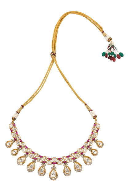 Ruby Brass Necklace & Earring Set 