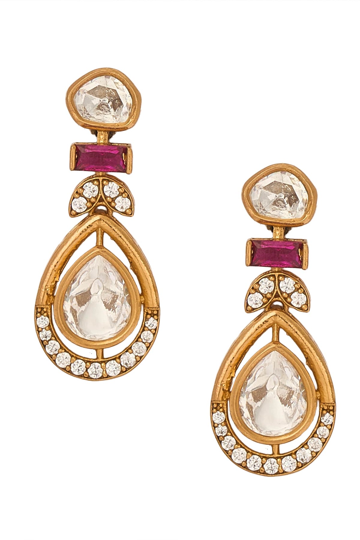 Ruby Brass Necklace & Earring Set 