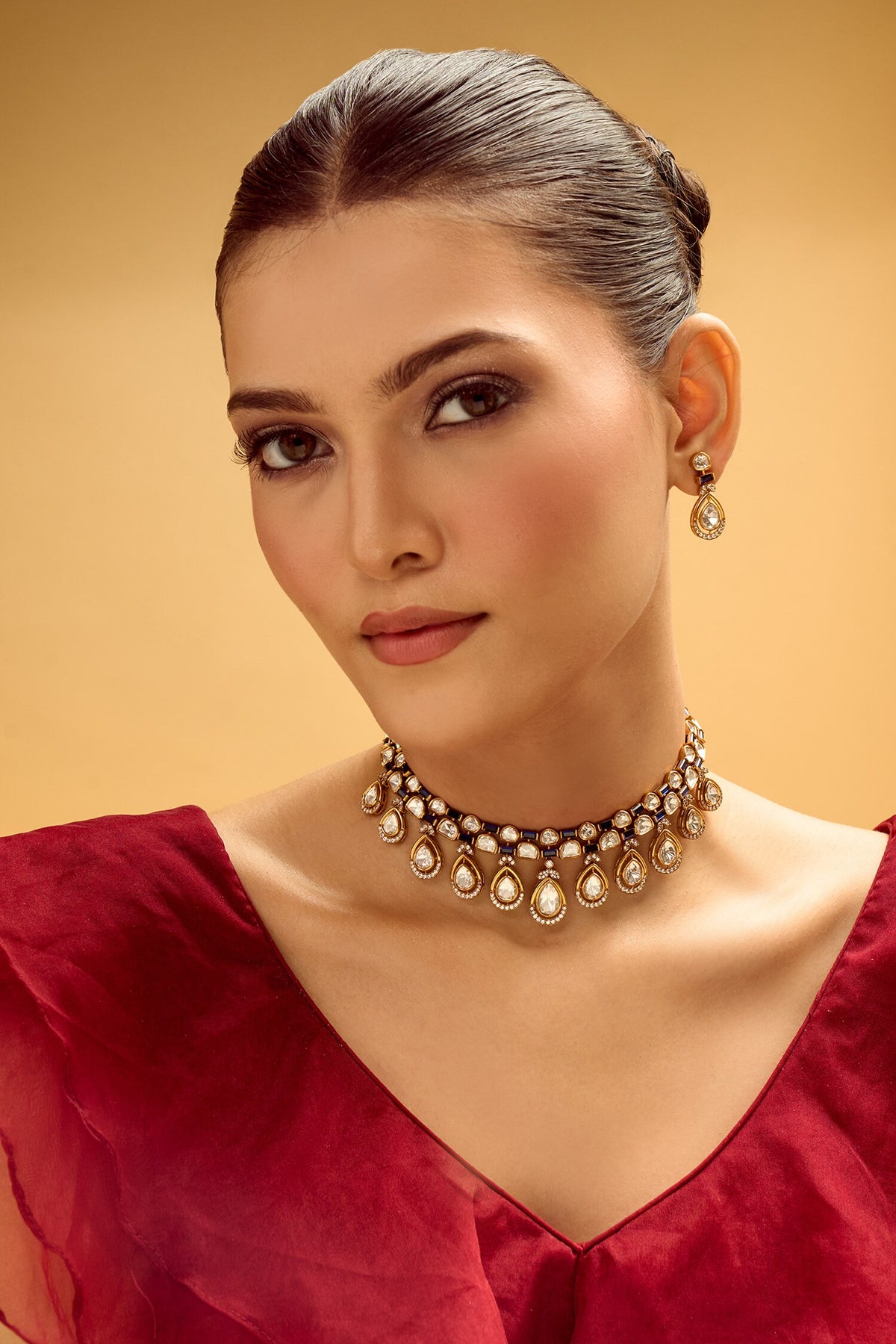 Blue Brass Necklace & Earring Set 