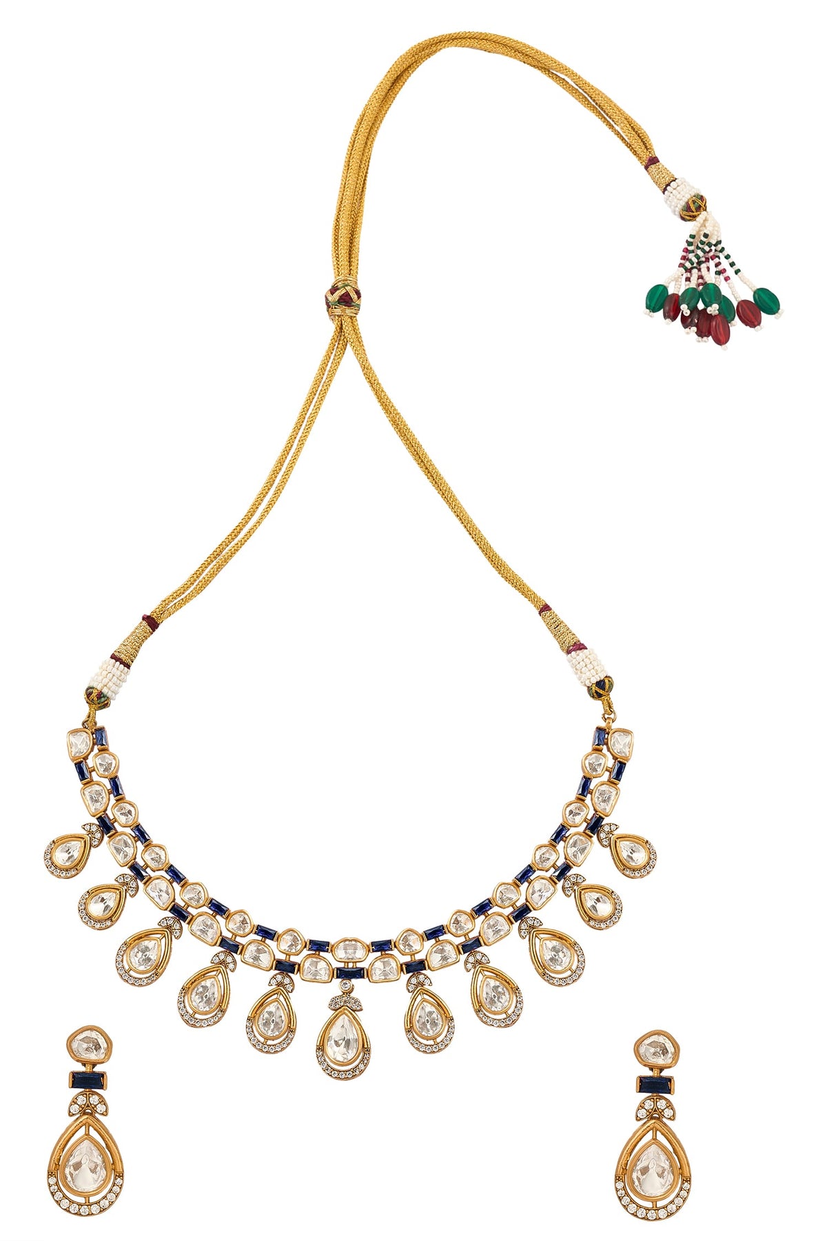 Blue Brass Necklace & Earring Set 