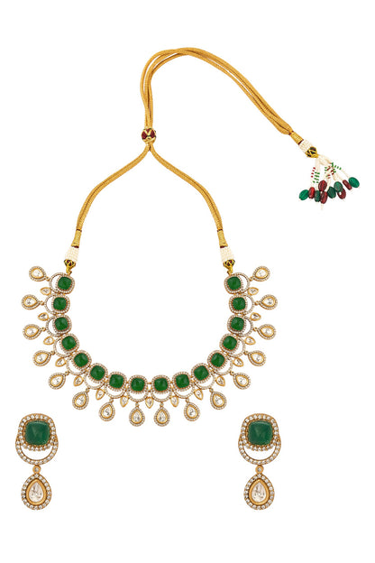 Dark Green Brass Jewellery Set 