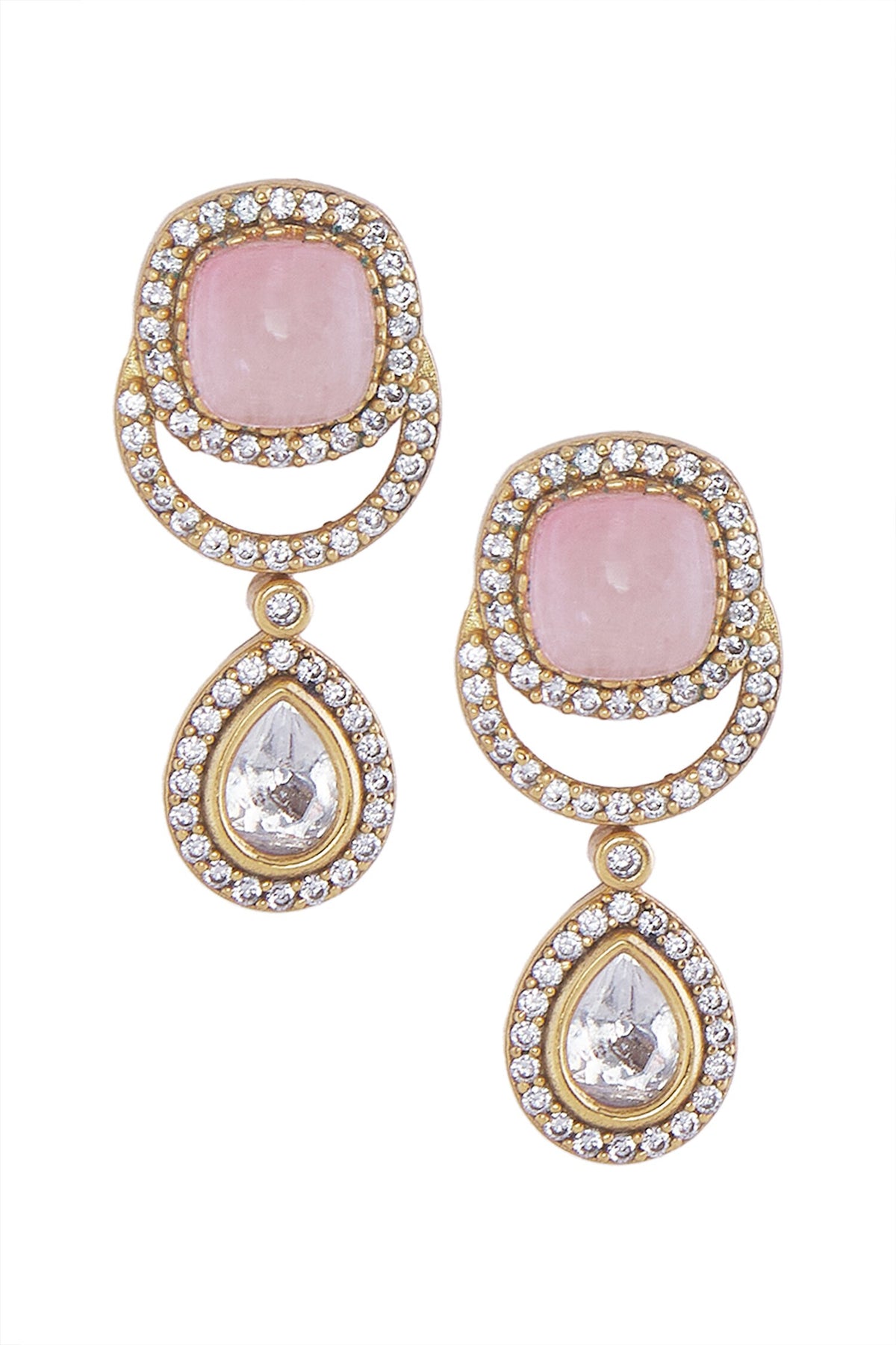 Pink Stone Embellished Jewellery Set 