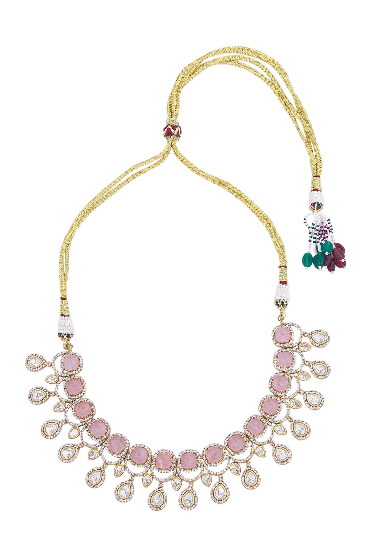 Pink Stone Embellished Jewellery Set 