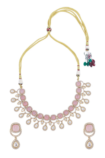 Pink Stone Embellished Jewellery Set 