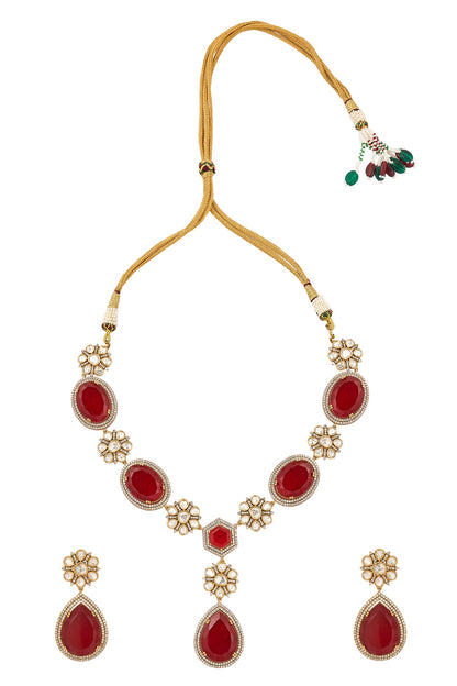 Red Brass Necklace & Earring Set 