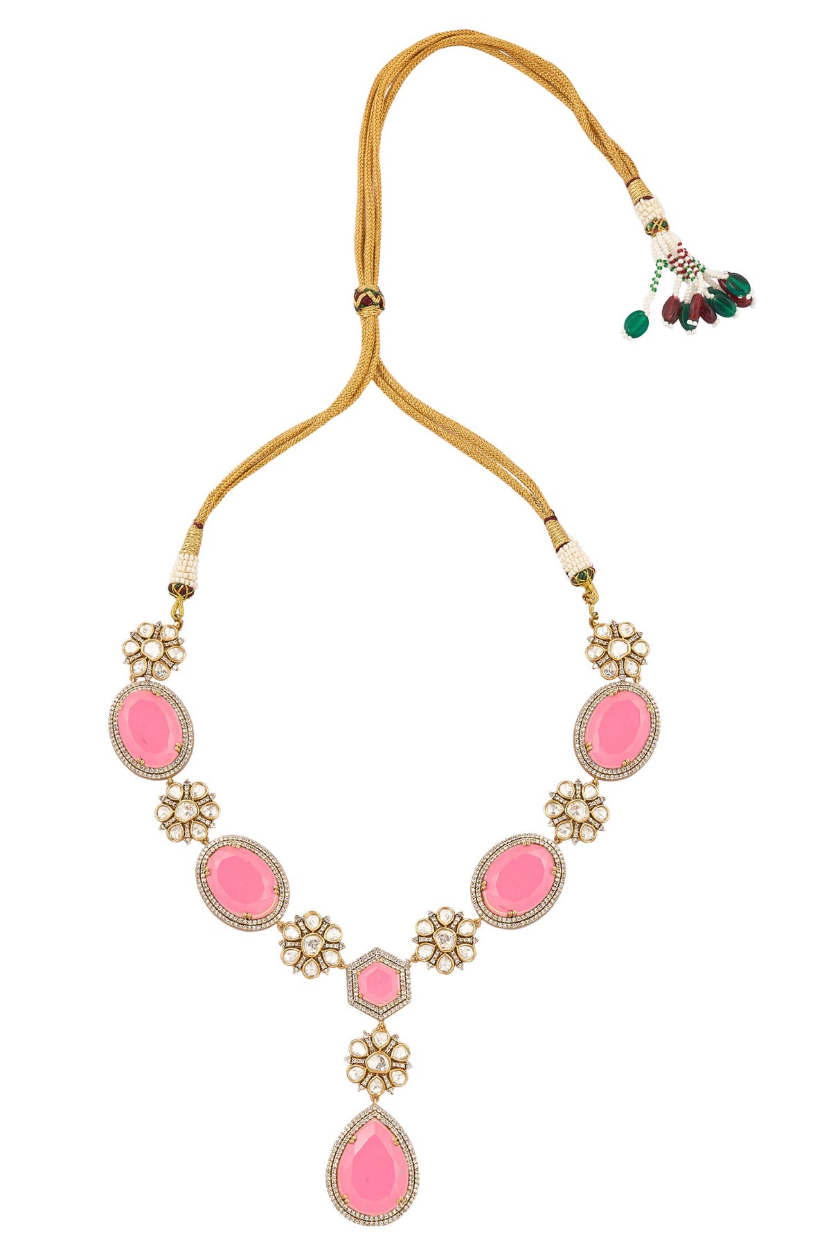 Pink Stone Embellished Jewellery Set 