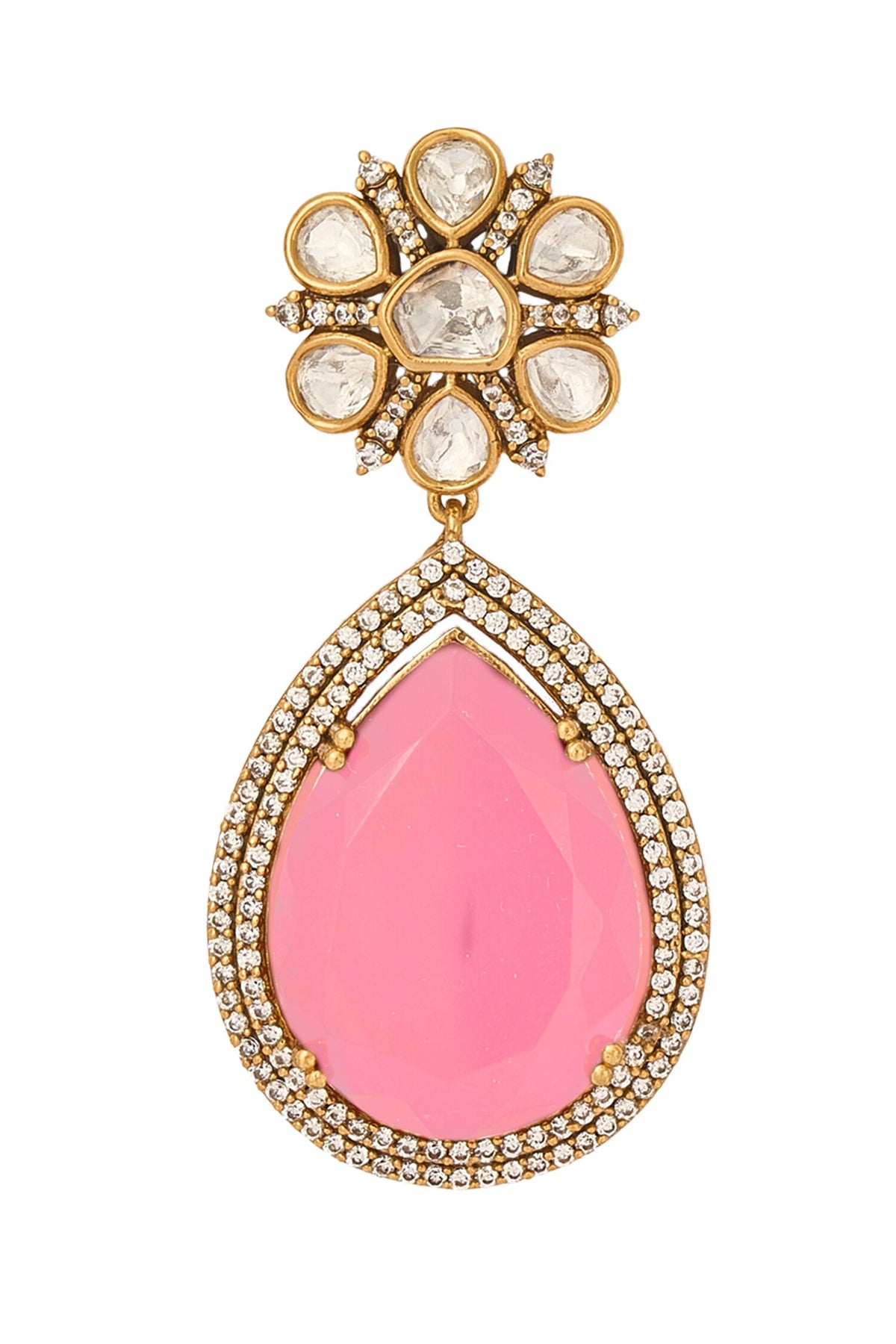 Pink Stone Embellished Jewellery Set 