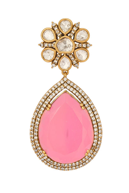 Pink Stone Embellished Jewellery Set 