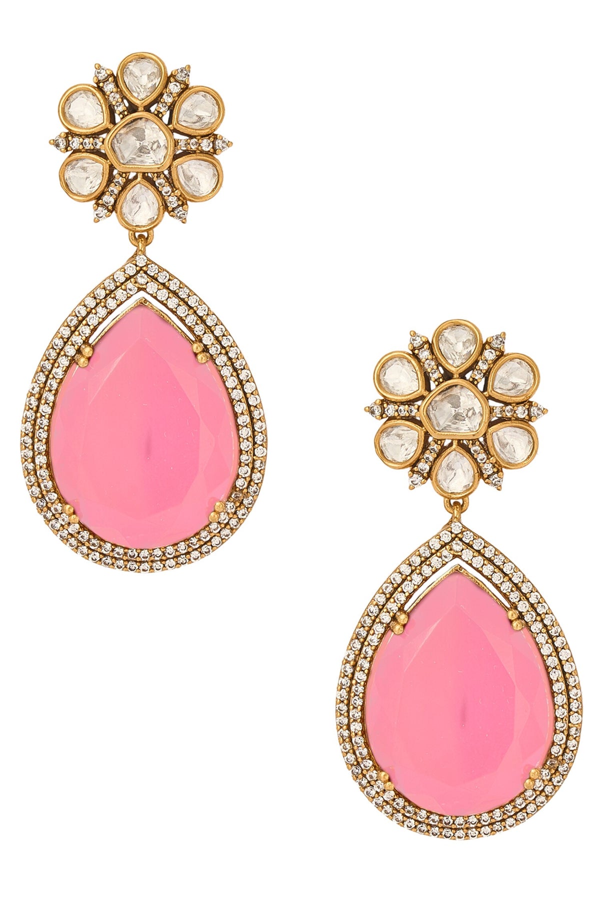 Pink Stone Embellished Jewellery Set 