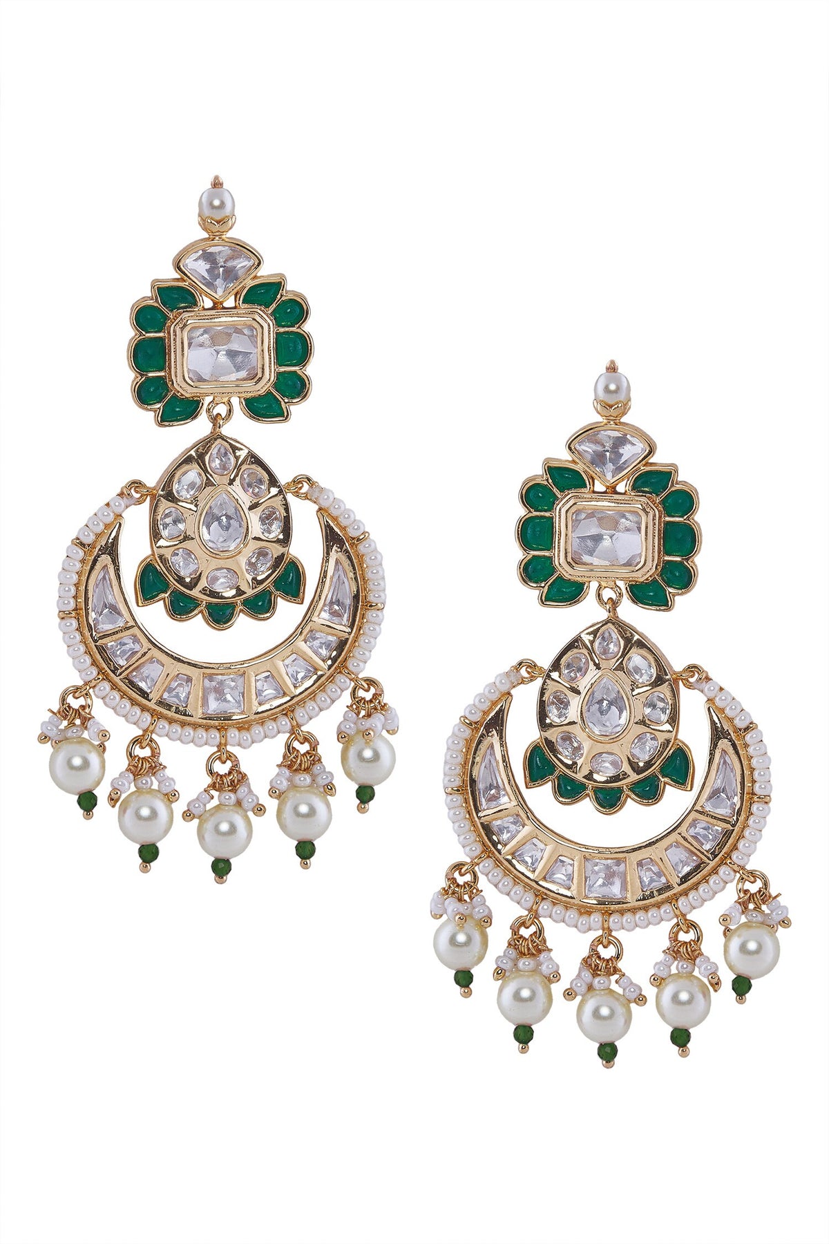 Brass Green & White Jewellery Set 