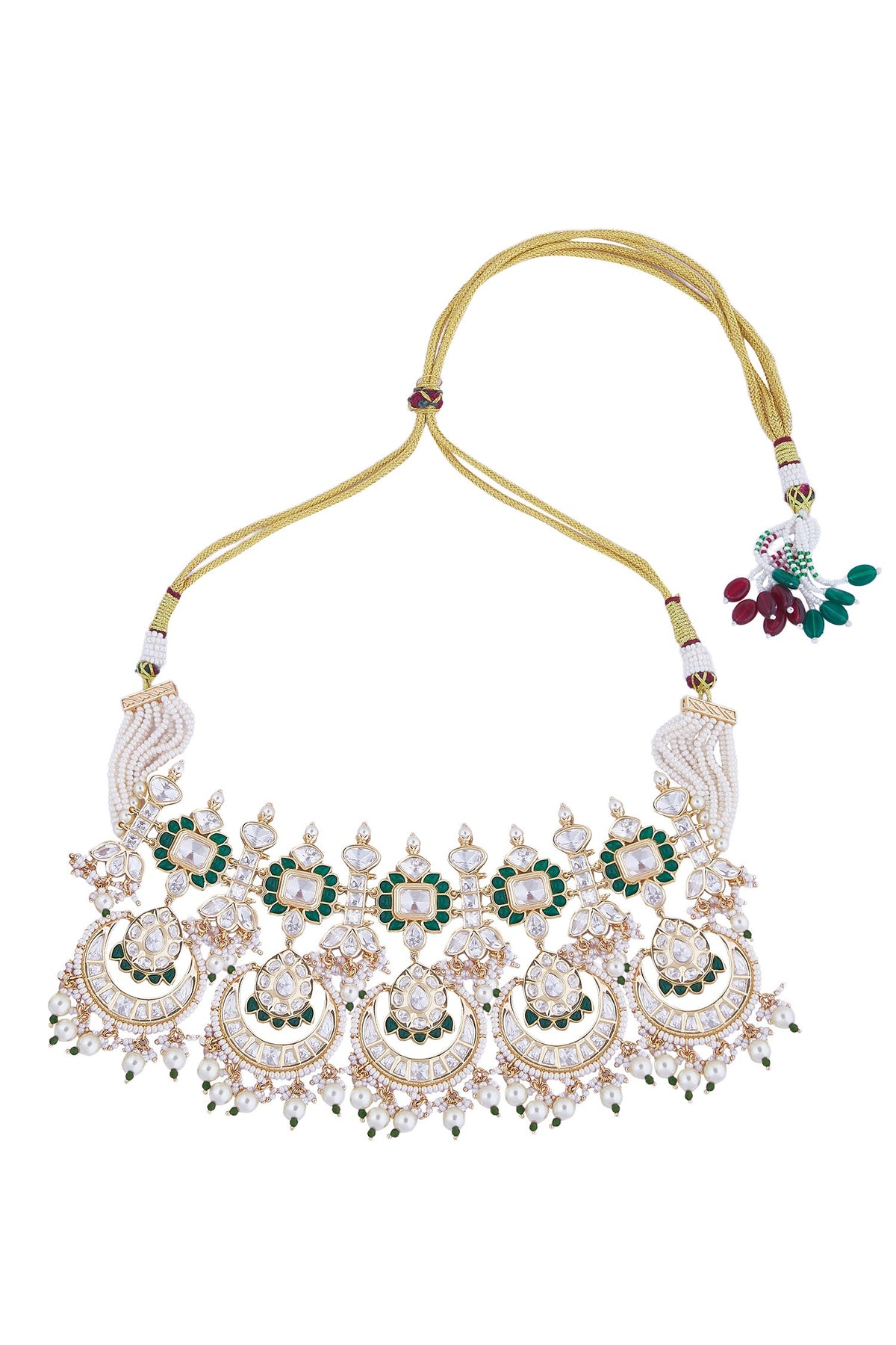 Brass Green & White Jewellery Set 