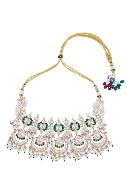 Brass Green & White Jewellery Set 