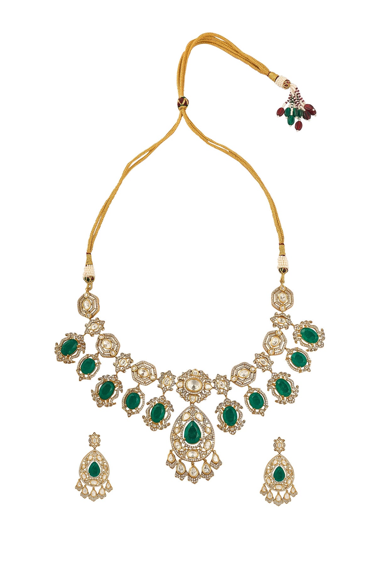 Dark Green Brass Jewellery Set 