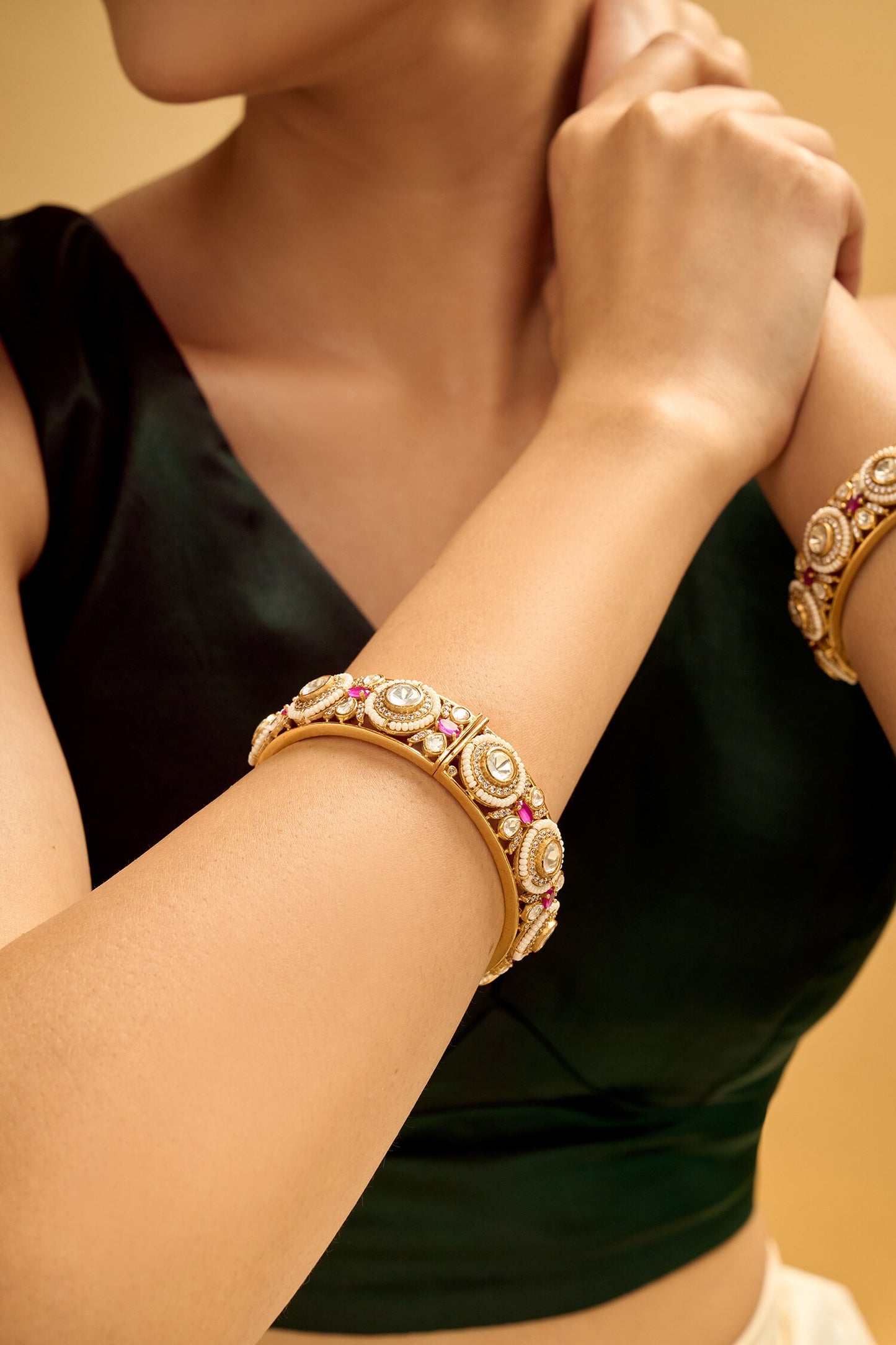 Ruby & Gold Embellished Bangles 