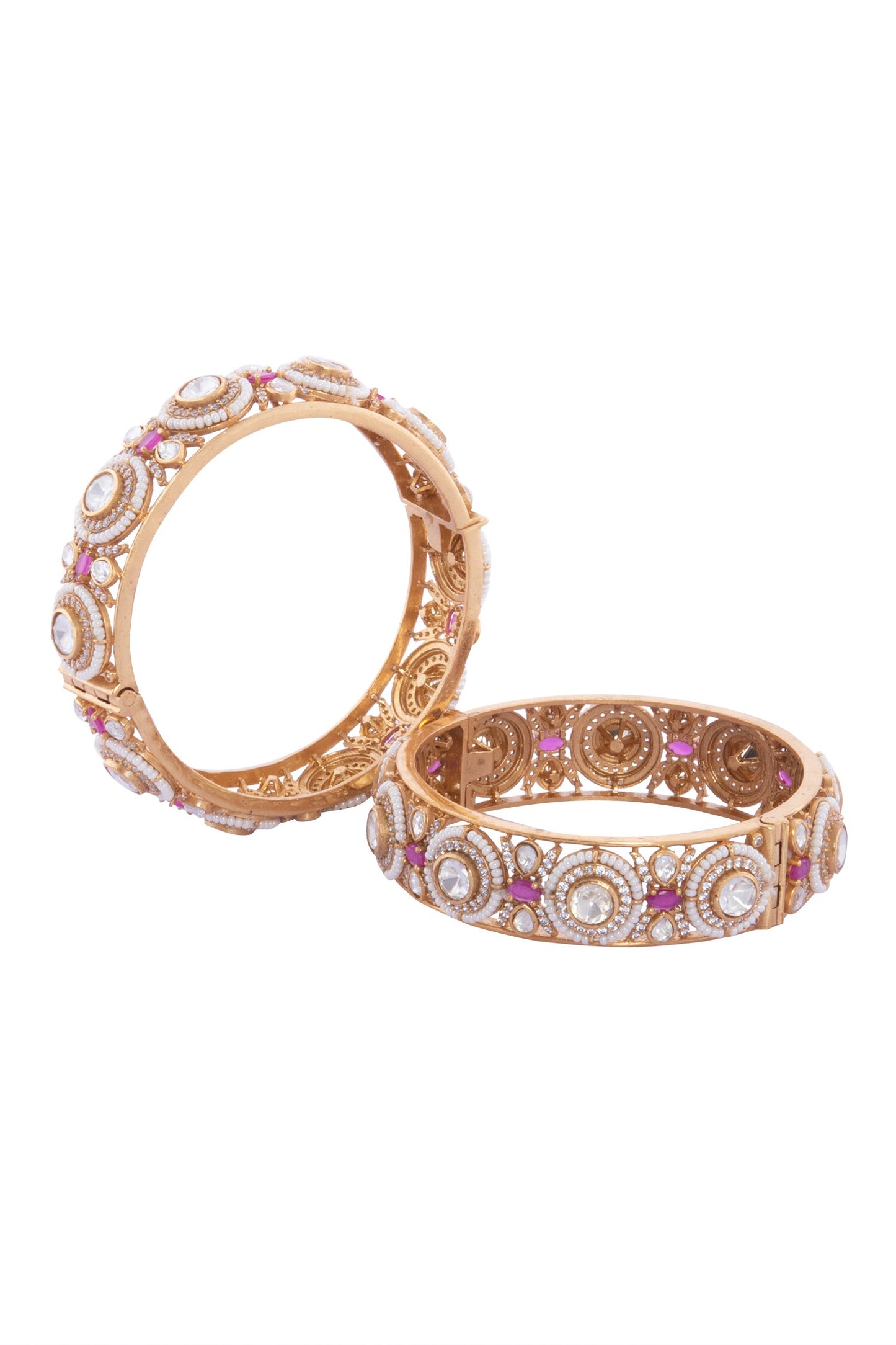 Ruby & Gold Embellished Bangles 