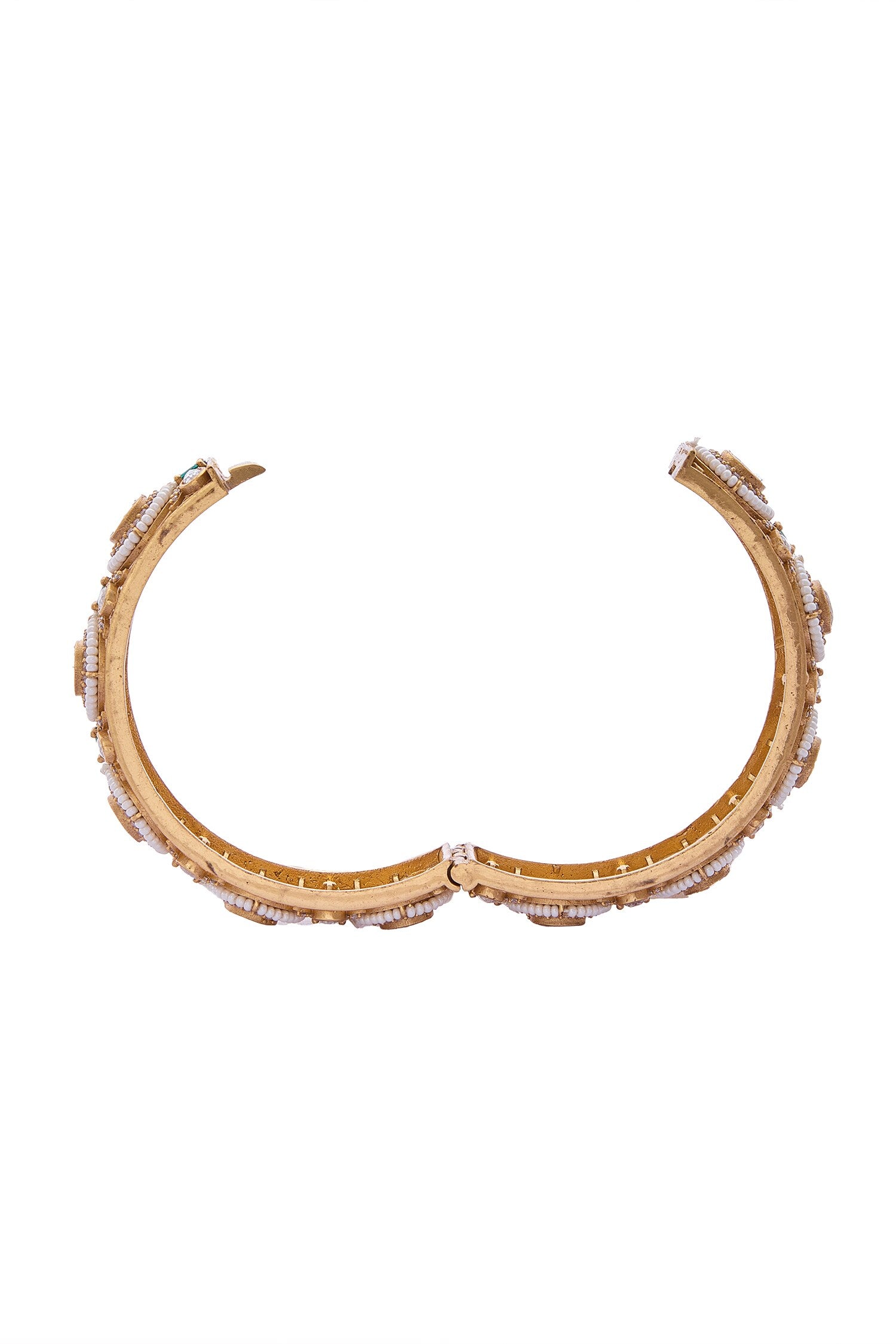 Gold Embellished Green Bangle Set 