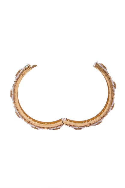 Gold Embellished Green Bangle Set 