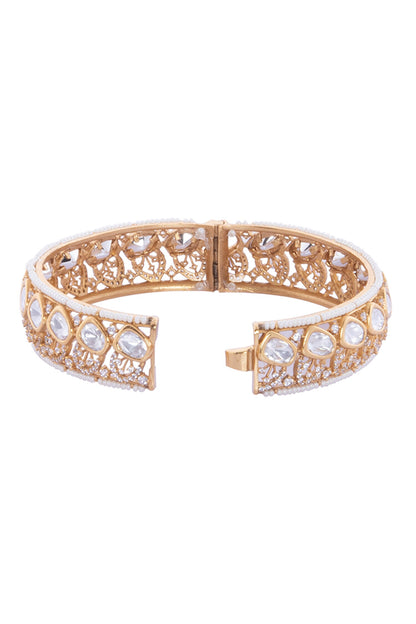 Gold & White Stone Embellished Bangles 