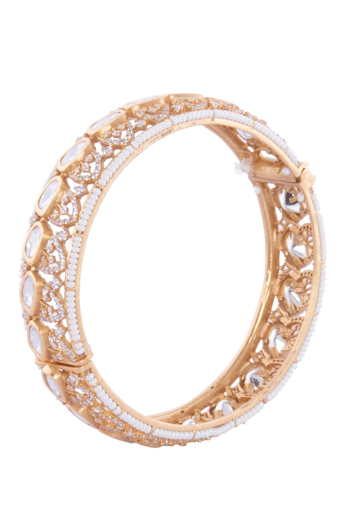 Gold & White Stone Embellished Bangles 