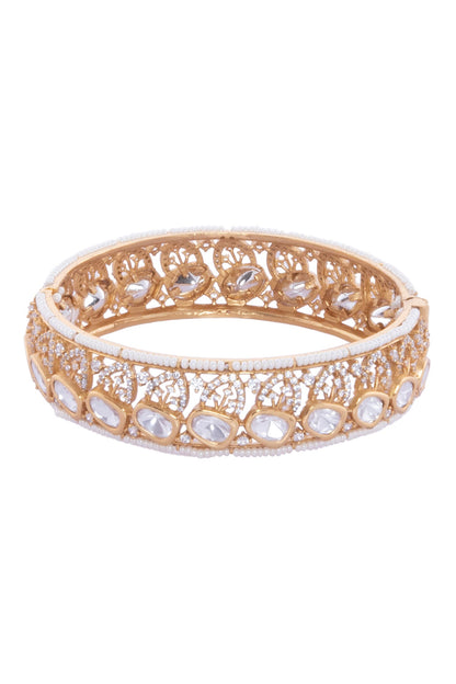 Gold & White Stone Embellished Bangles 
