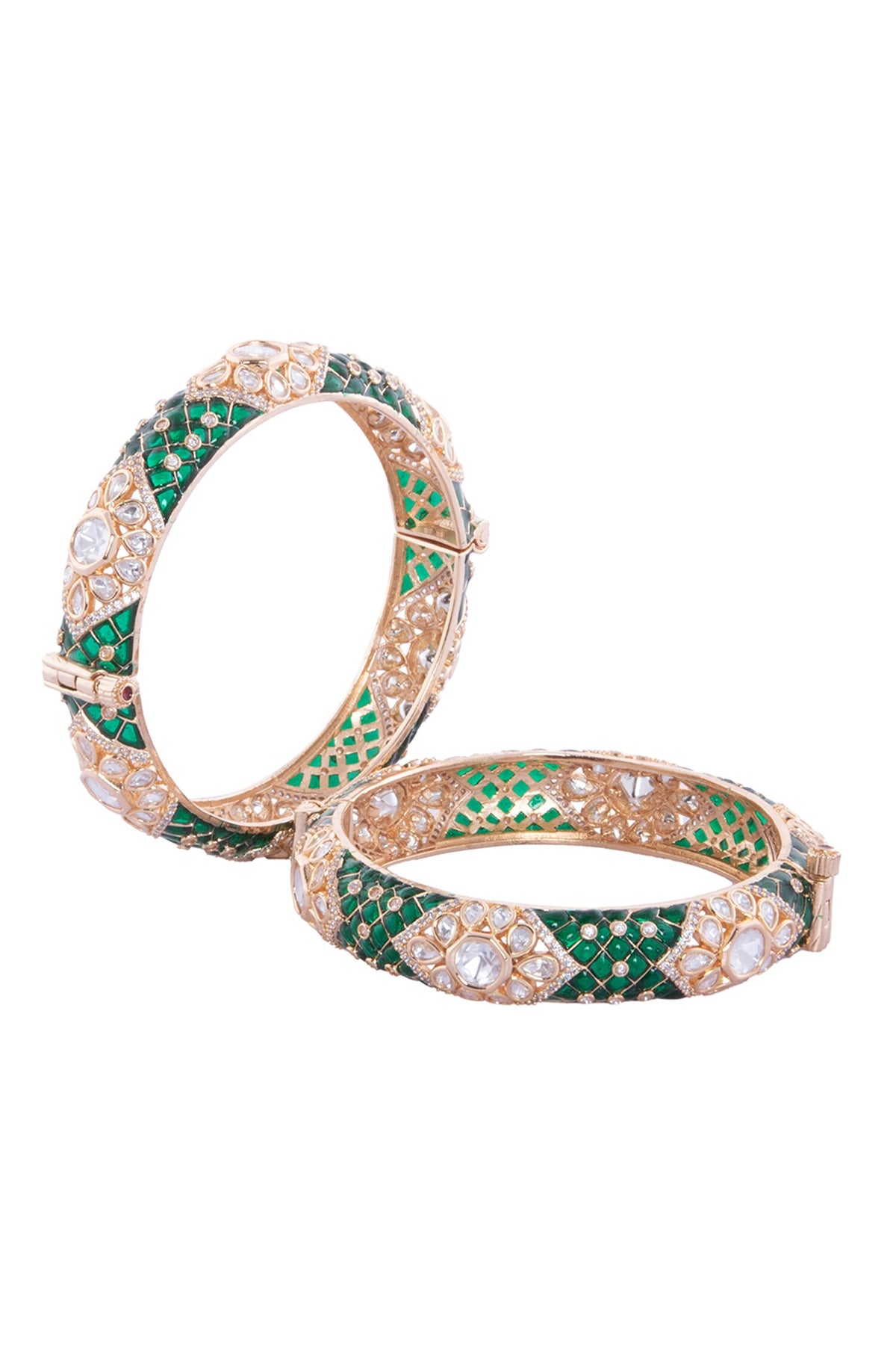 Green & Gold Decorative Bangles 