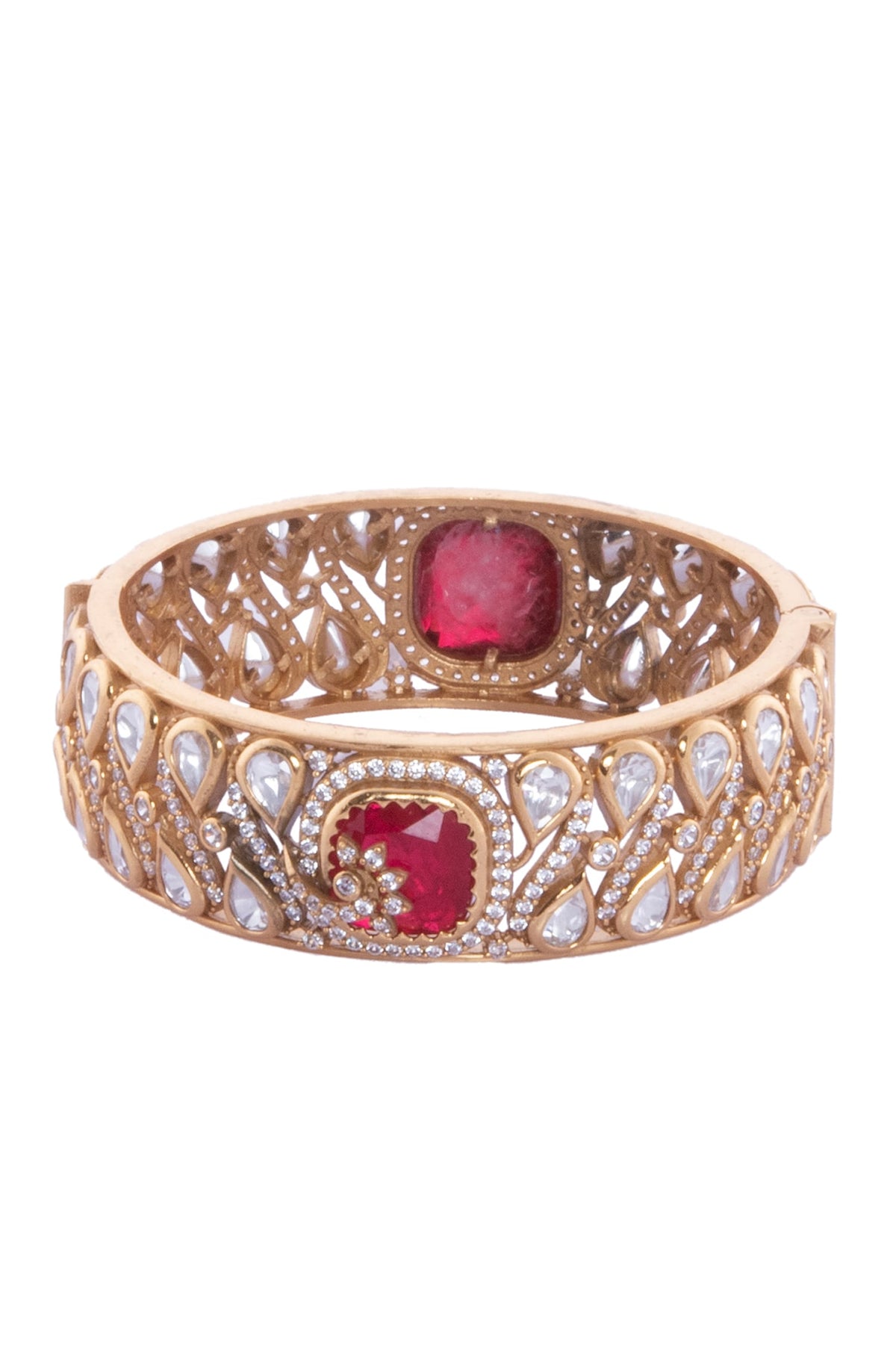 Ruby & Gold Embellished Bangles 