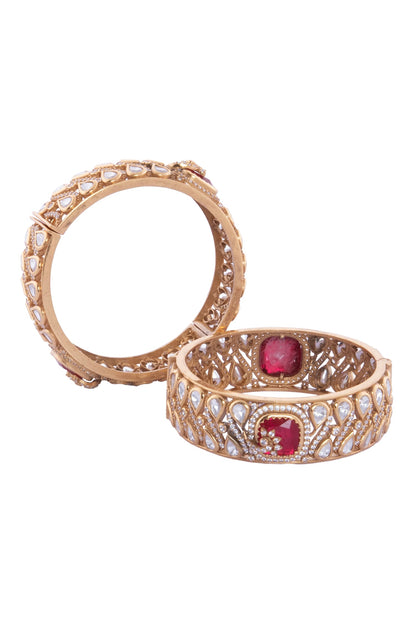 Ruby & Gold Embellished Bangles 