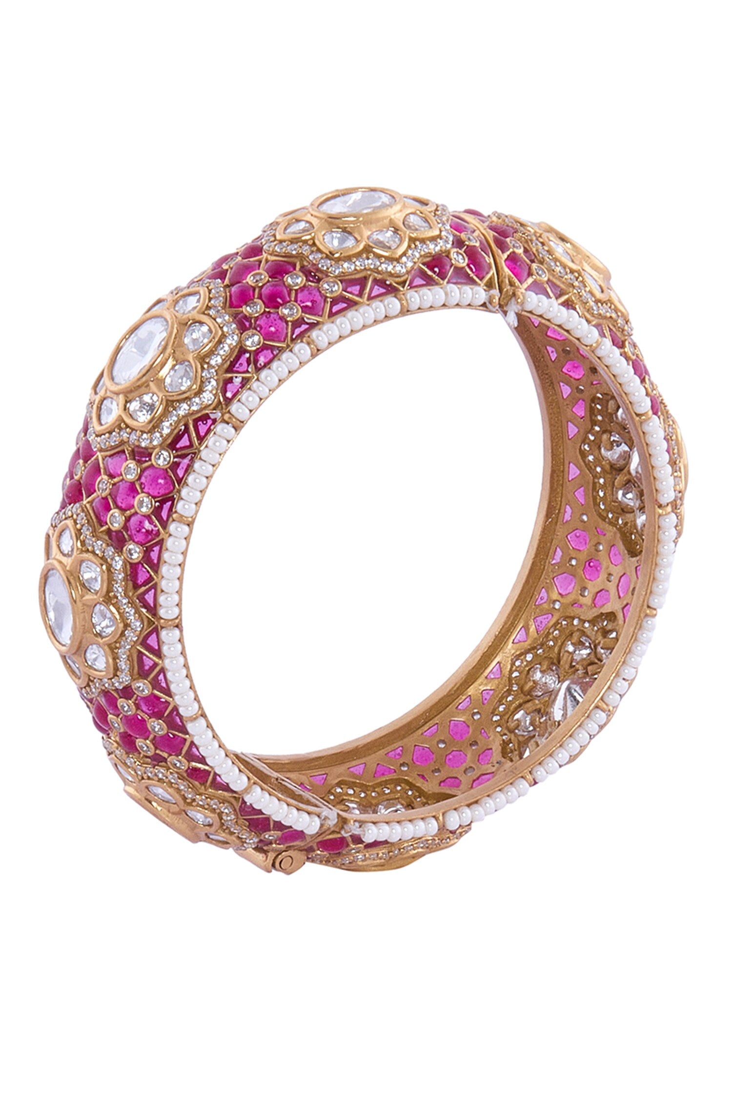 Ruby & Gold Embellished Bangle 