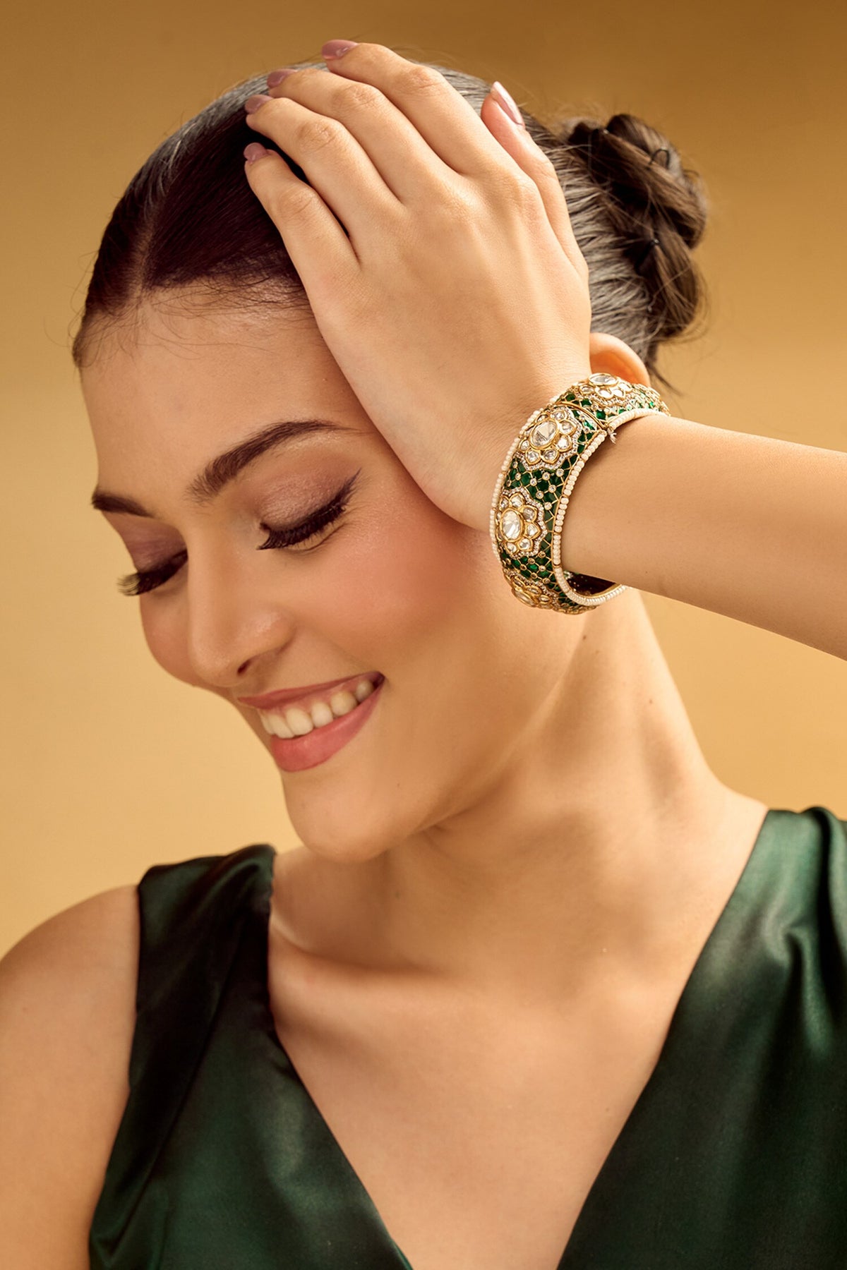 Green & Gold Embellished Bangle 