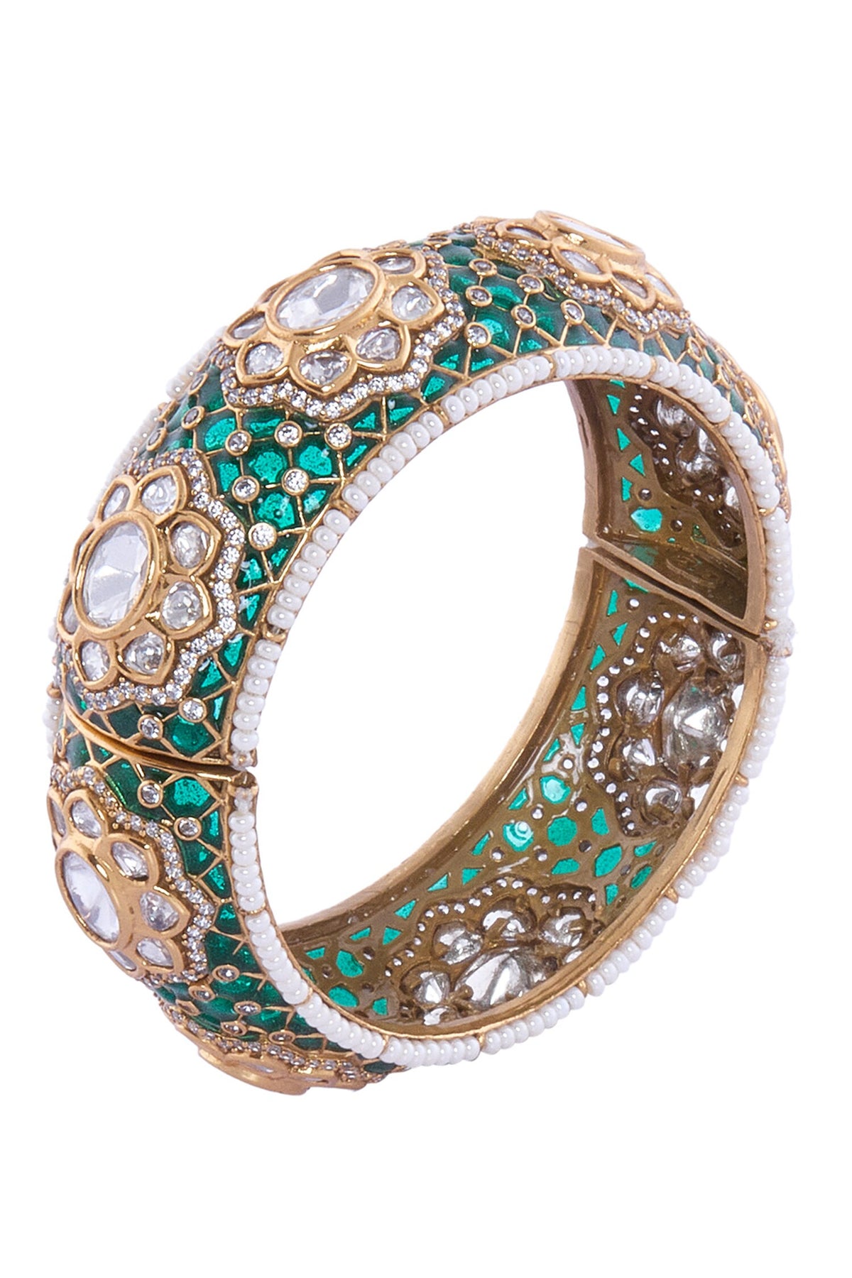 Green & Gold Embellished Bangle 