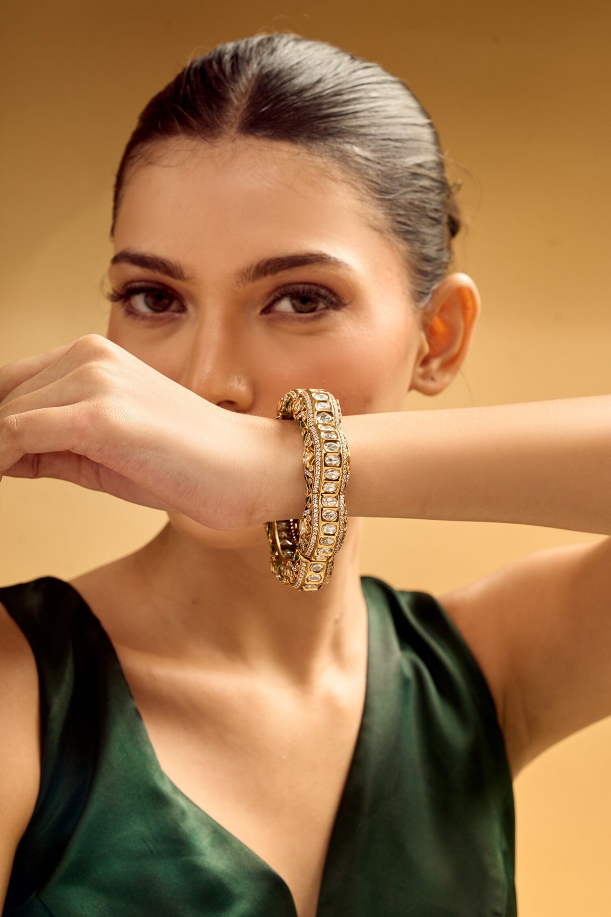 Green & Gold Embellished Bangle 