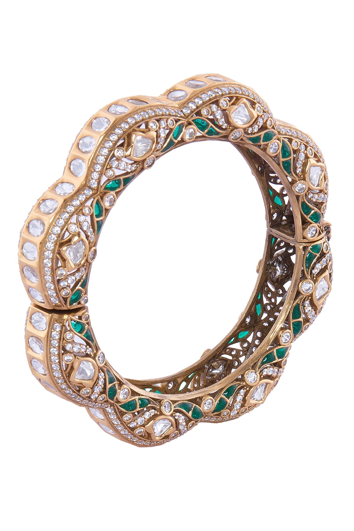 Green & Gold Embellished Bangle 