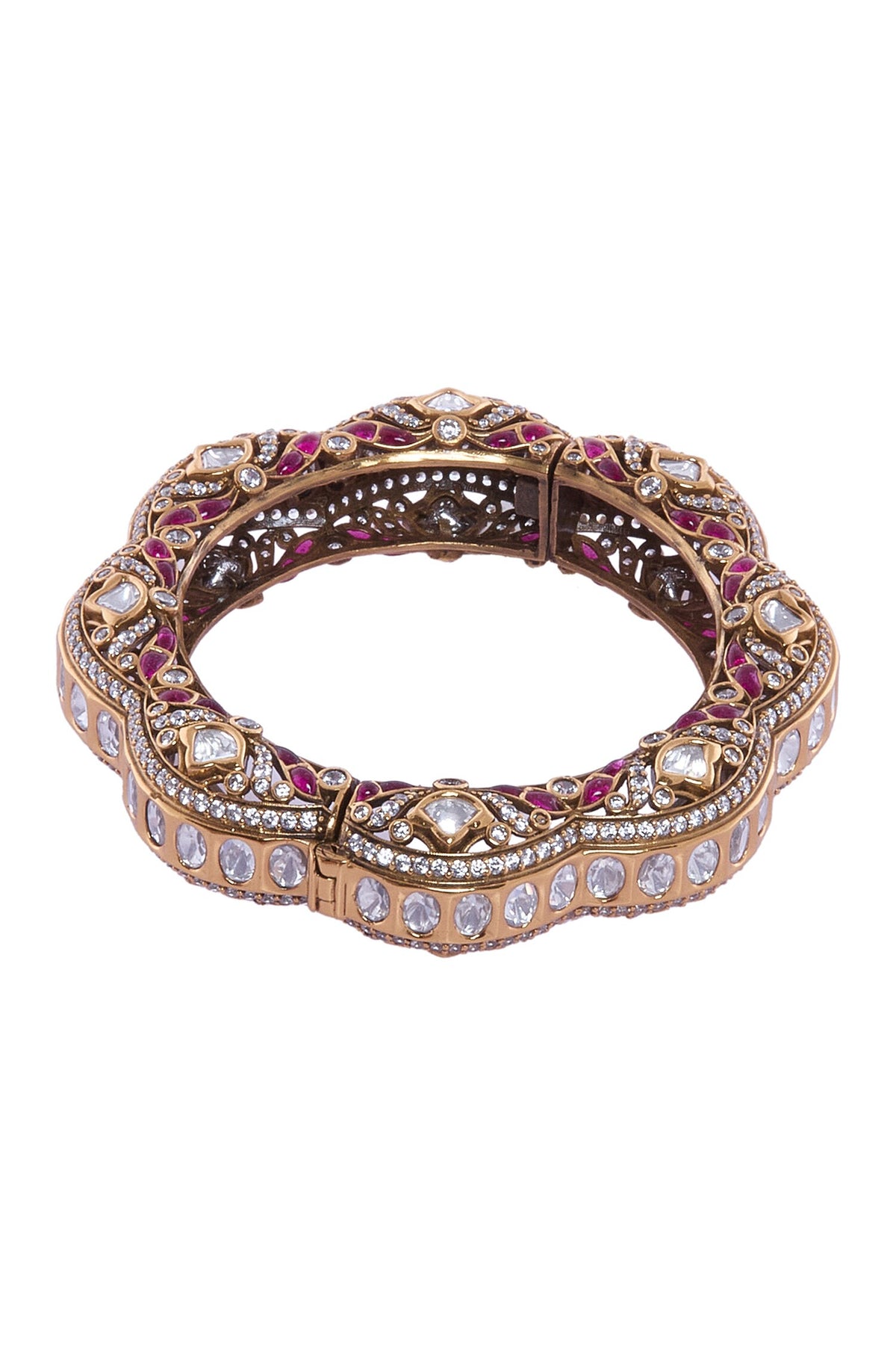 Ruby & Gold Decorative Bangle 
