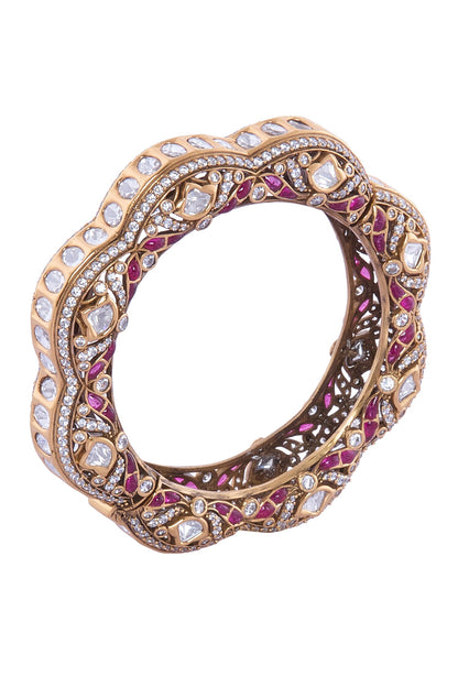 Ruby & Gold Decorative Bangle 