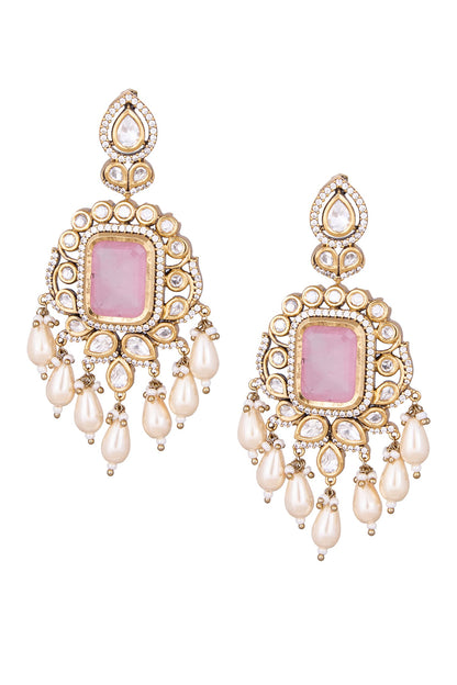 Pink & Gold Dangler Earrings 