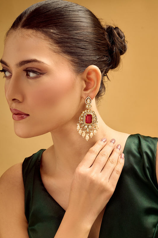 Red & Gold Dangler Earrings 