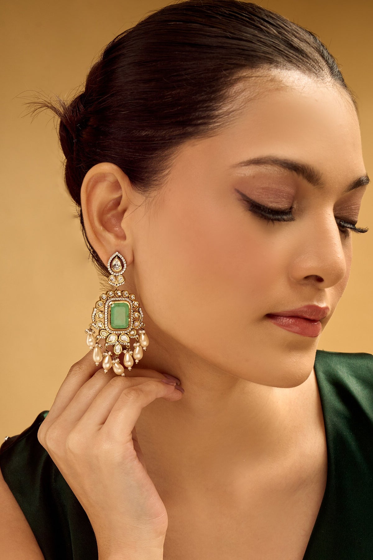 Mint & Gold Dangler Earrings 