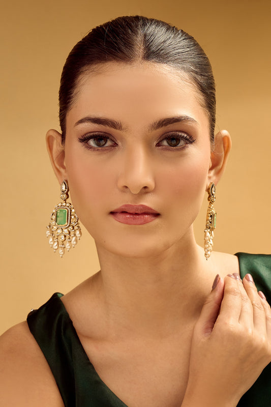 Mint & Gold Dangler Earrings 