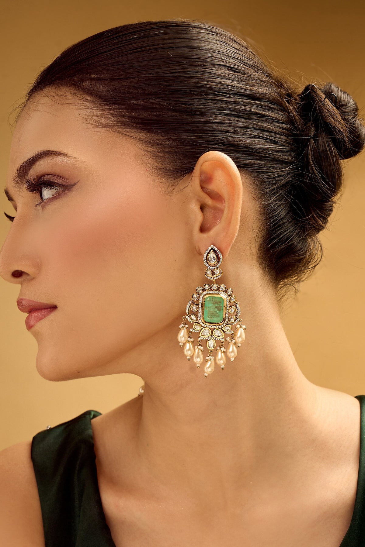 Mint & Gold Dangler Earrings 