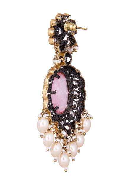 Pink & Gold Dangler Earrings 