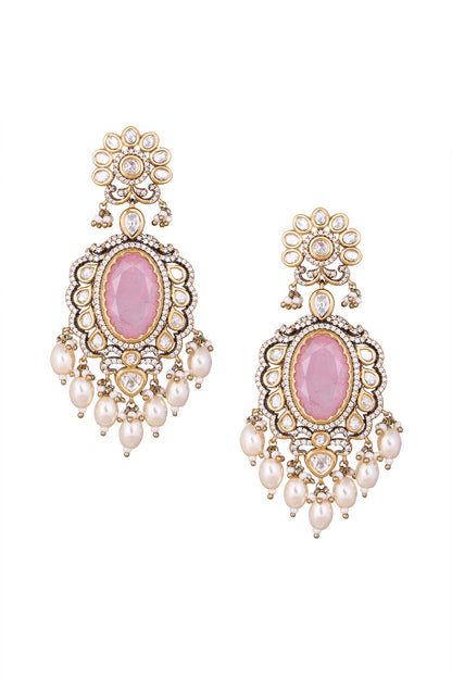 Pink & Gold Dangler Earrings 