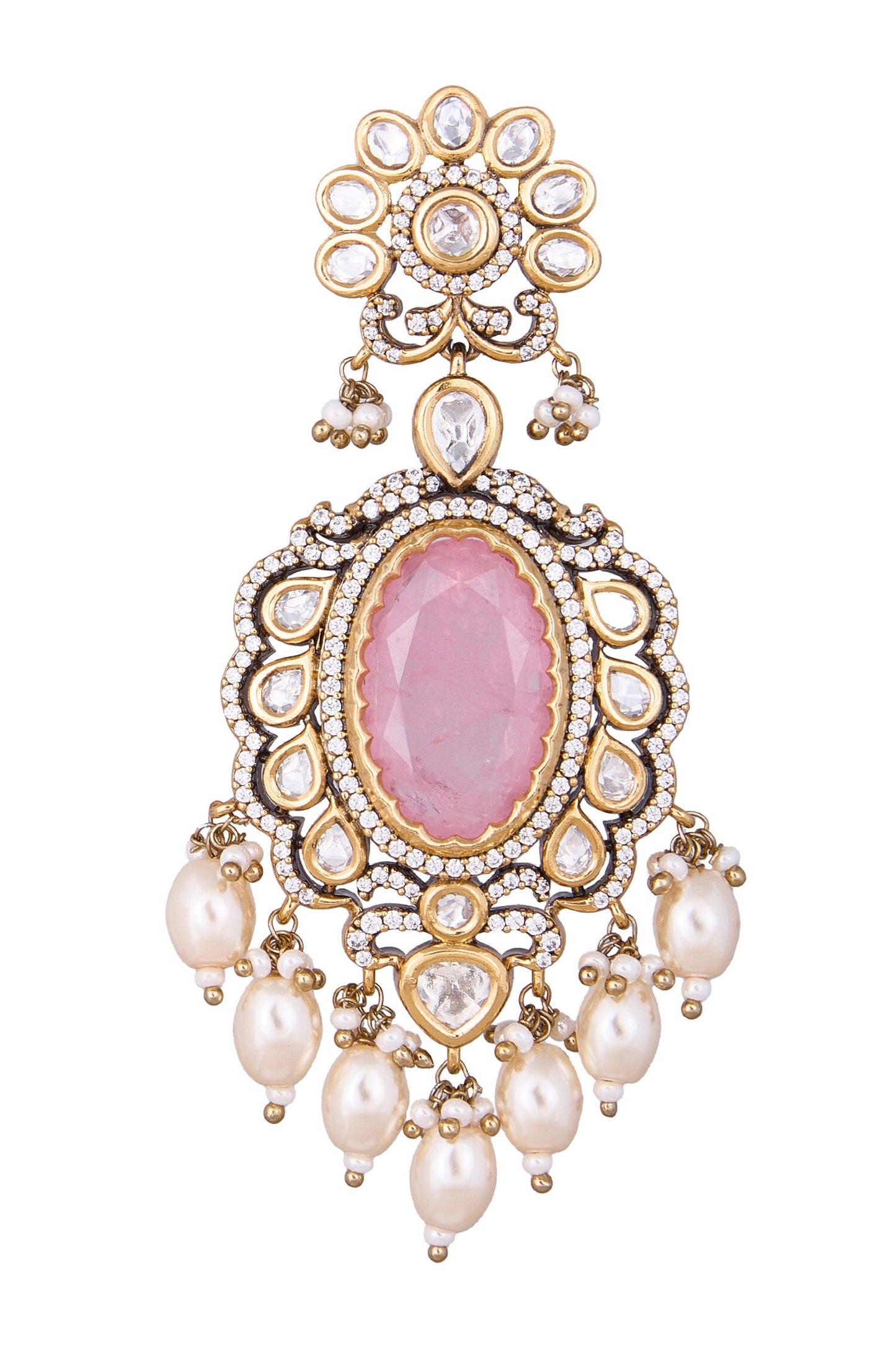 Pink & Gold Dangler Earrings 