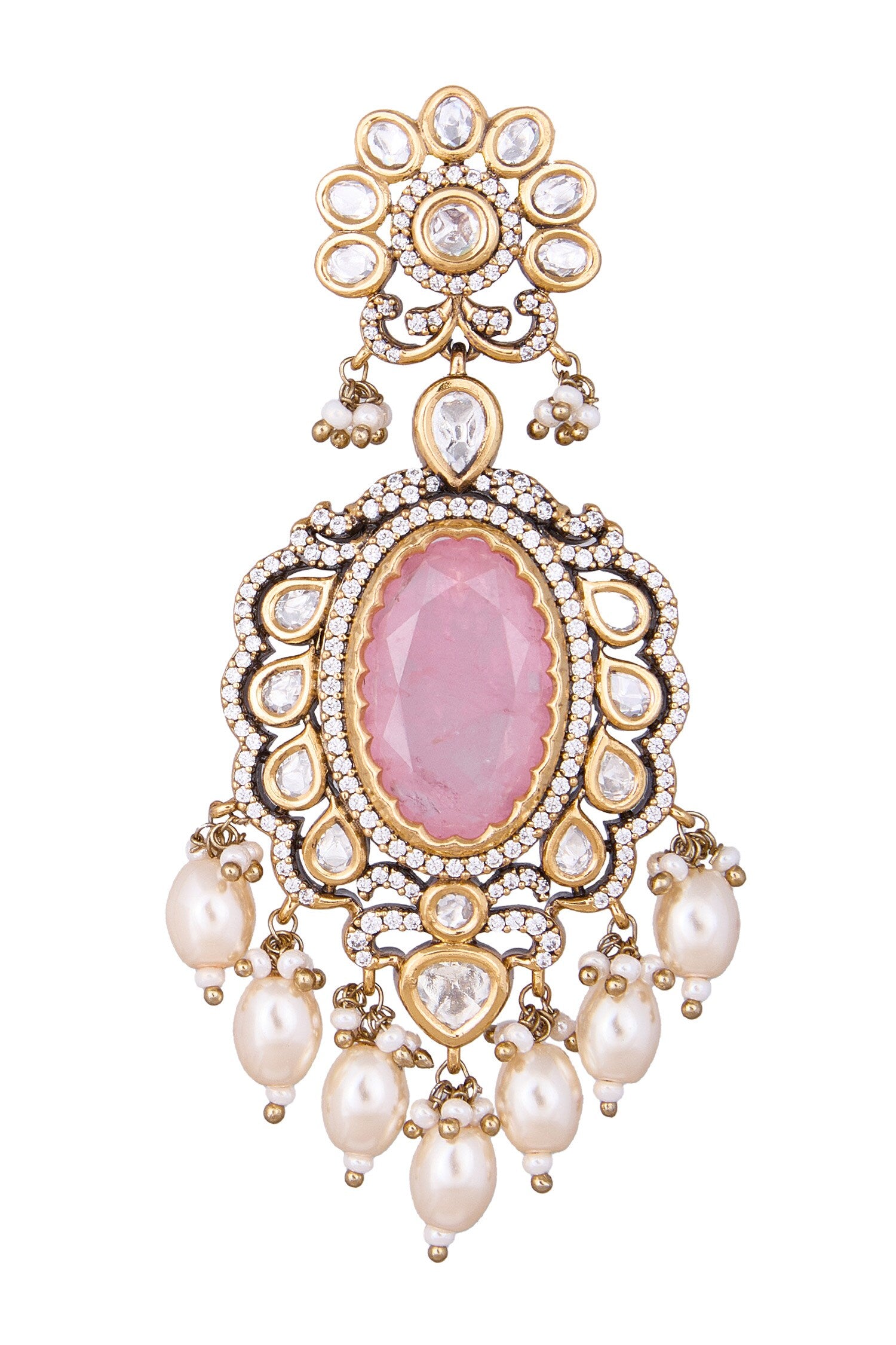 Pink & Gold Dangler Earrings 