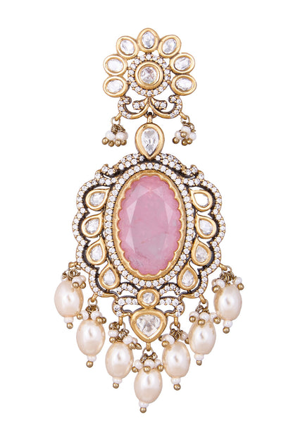 Pink & Gold Dangler Earrings 
