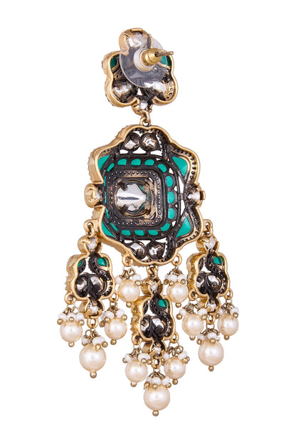 Green Brass Dangler Earrings 