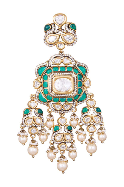 Green Brass Dangler Earrings 