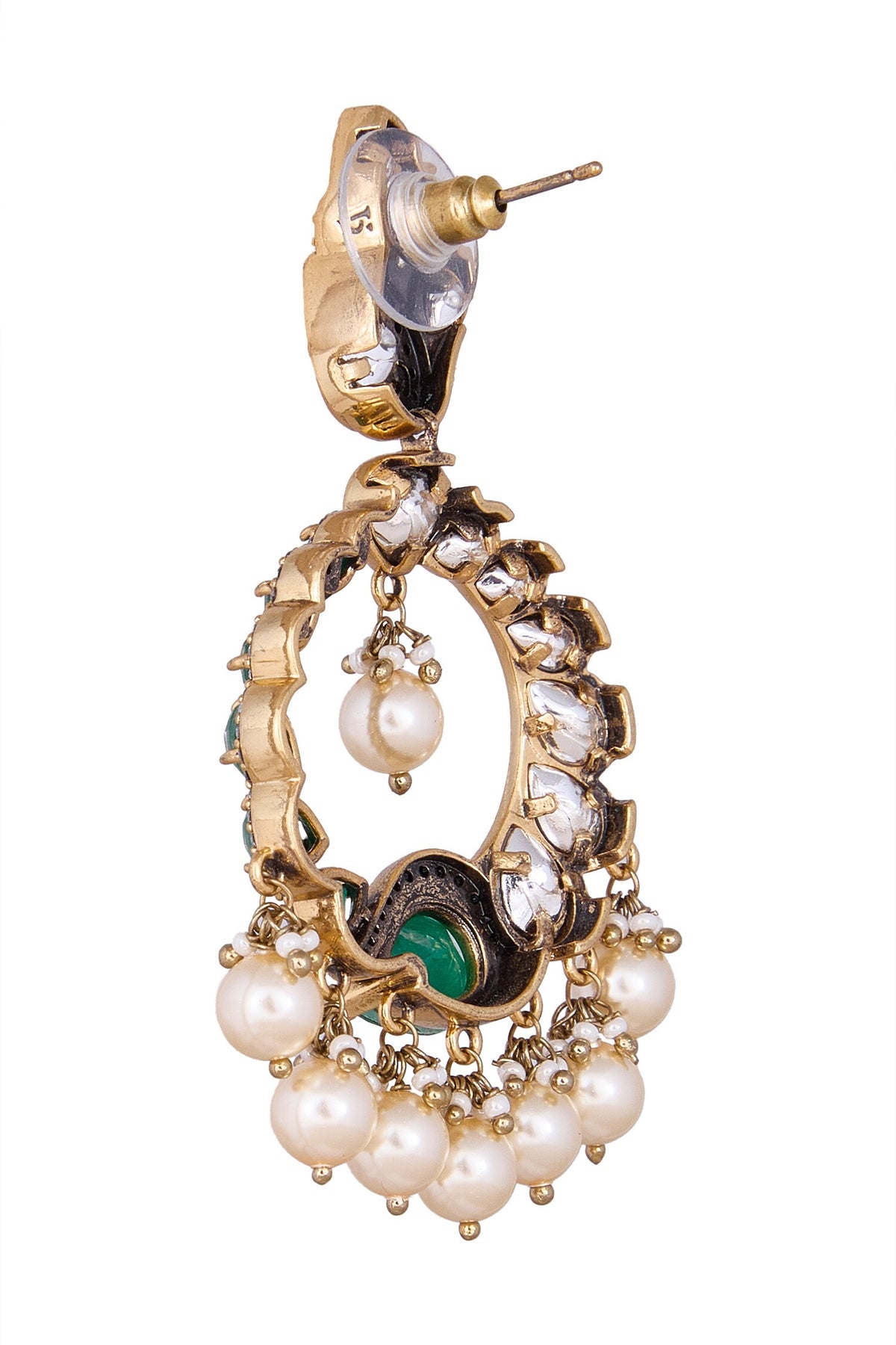 Green Pearl Drop Danglers 