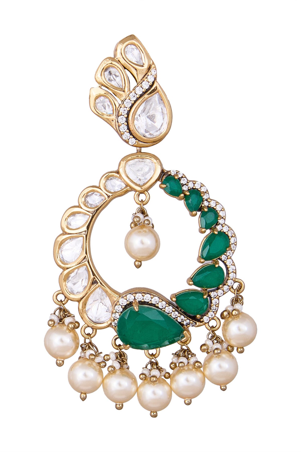 Green Pearl Drop Danglers 