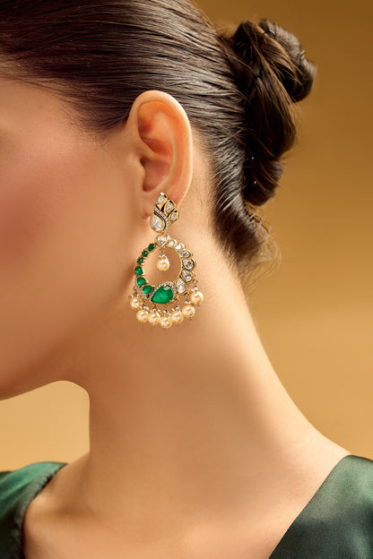 Green Pearl Drop Danglers 